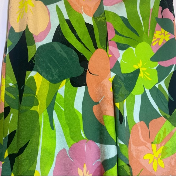 ELIANE ROSE size Large TROPICAL colorful Hi rise Floral 70's style pull-on pants - Picture 4 of 6